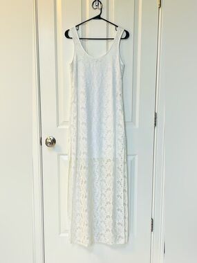 Charlotte Russe White Lace Overlay Maxi Sleeveless Dress Women’s size S